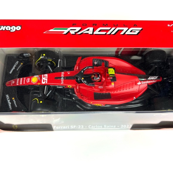 Ferrari SF-23 #55 Carlos Sainz Formula One F1  2023 Burago Diecast 1/24 Sz 9.5” - Picture 13 of 15